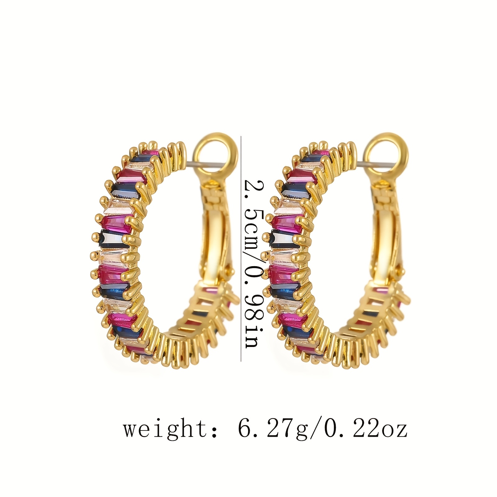 Boho Colorful Zirconia O-Shaped Hoop Earrings